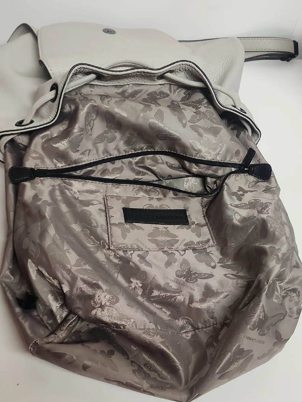 Rebecca Minkoff Soft Leather Lace Up Tassel Drawstring Backpack-Beautiful Lining